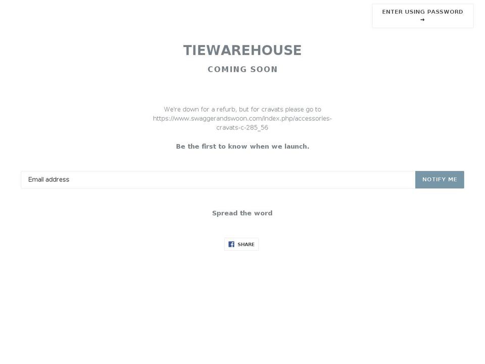 tiewarehouse.co.uk shopify website screenshot