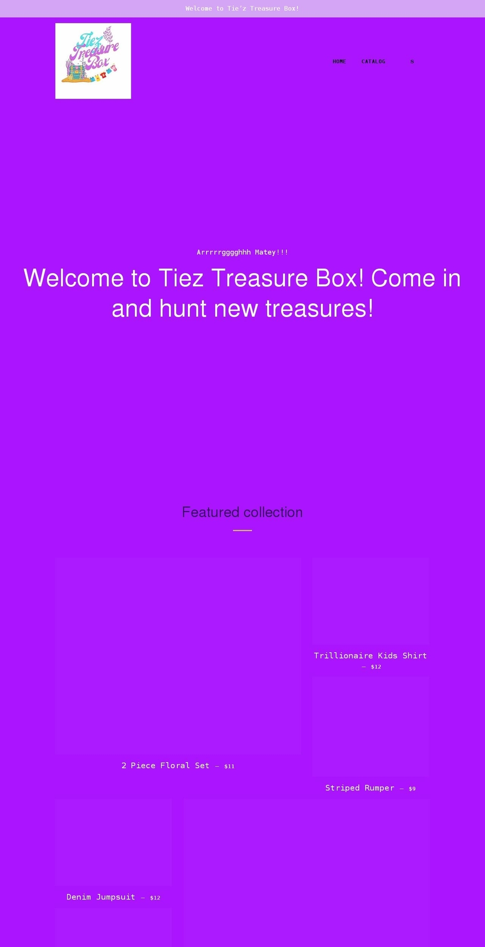 tieztreasurebox.com shopify website screenshot