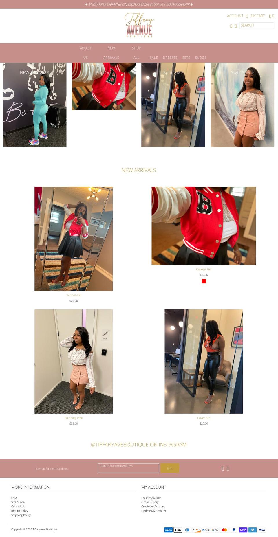 tiffanyaveboutique.com shopify website screenshot