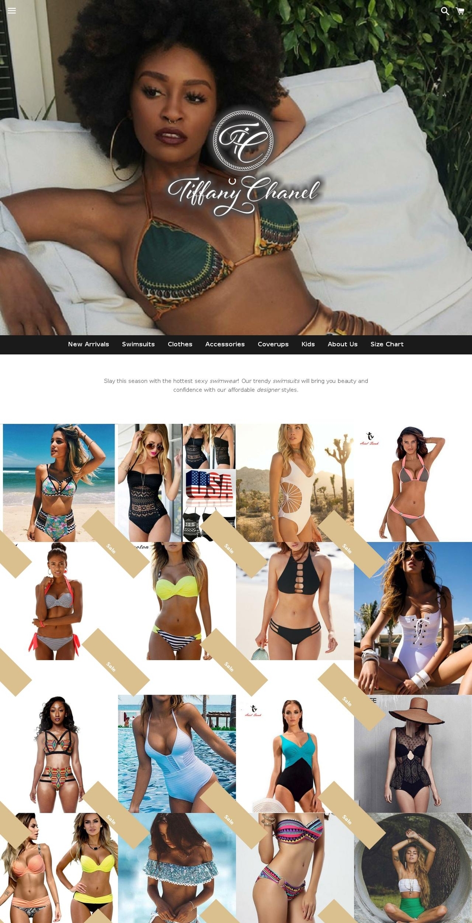 tiffanychanelswimwear.com — Shopify storefront screenshot