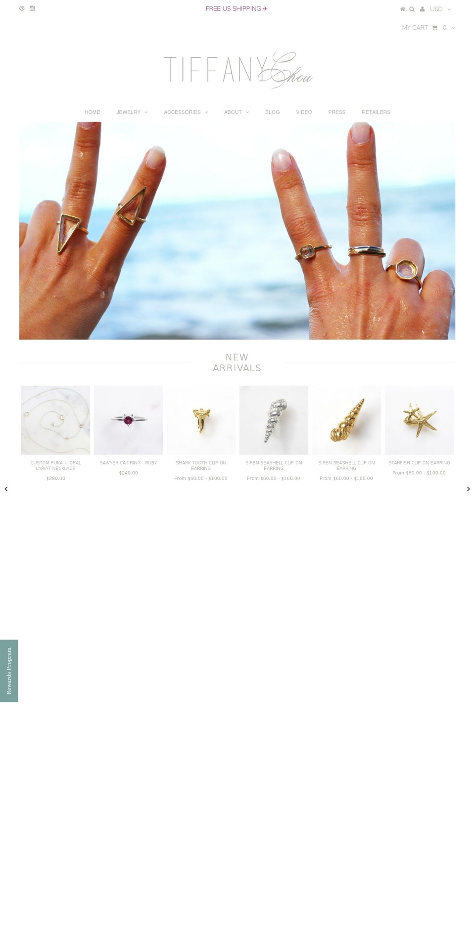 tiffanychou.com shopify website screenshot