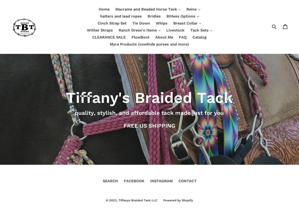 tiffanysbraidedtack.com — Shopify storefront screenshot