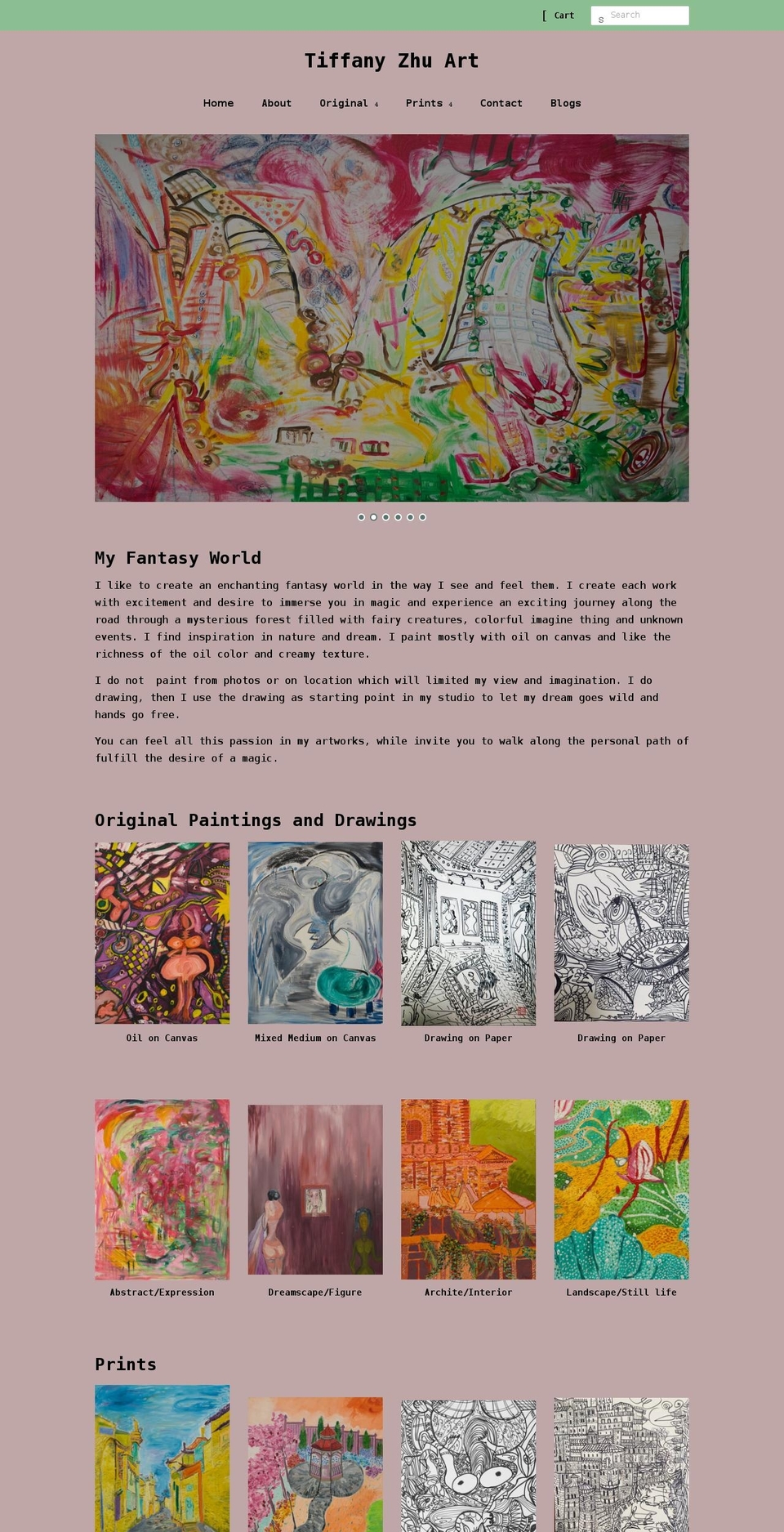 tiffanyzhuart.com shopify website screenshot