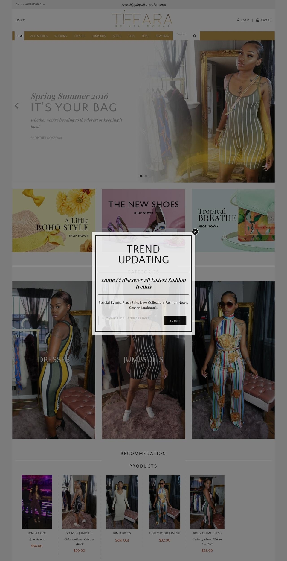 tiffara.myshopify.com shopify website screenshot