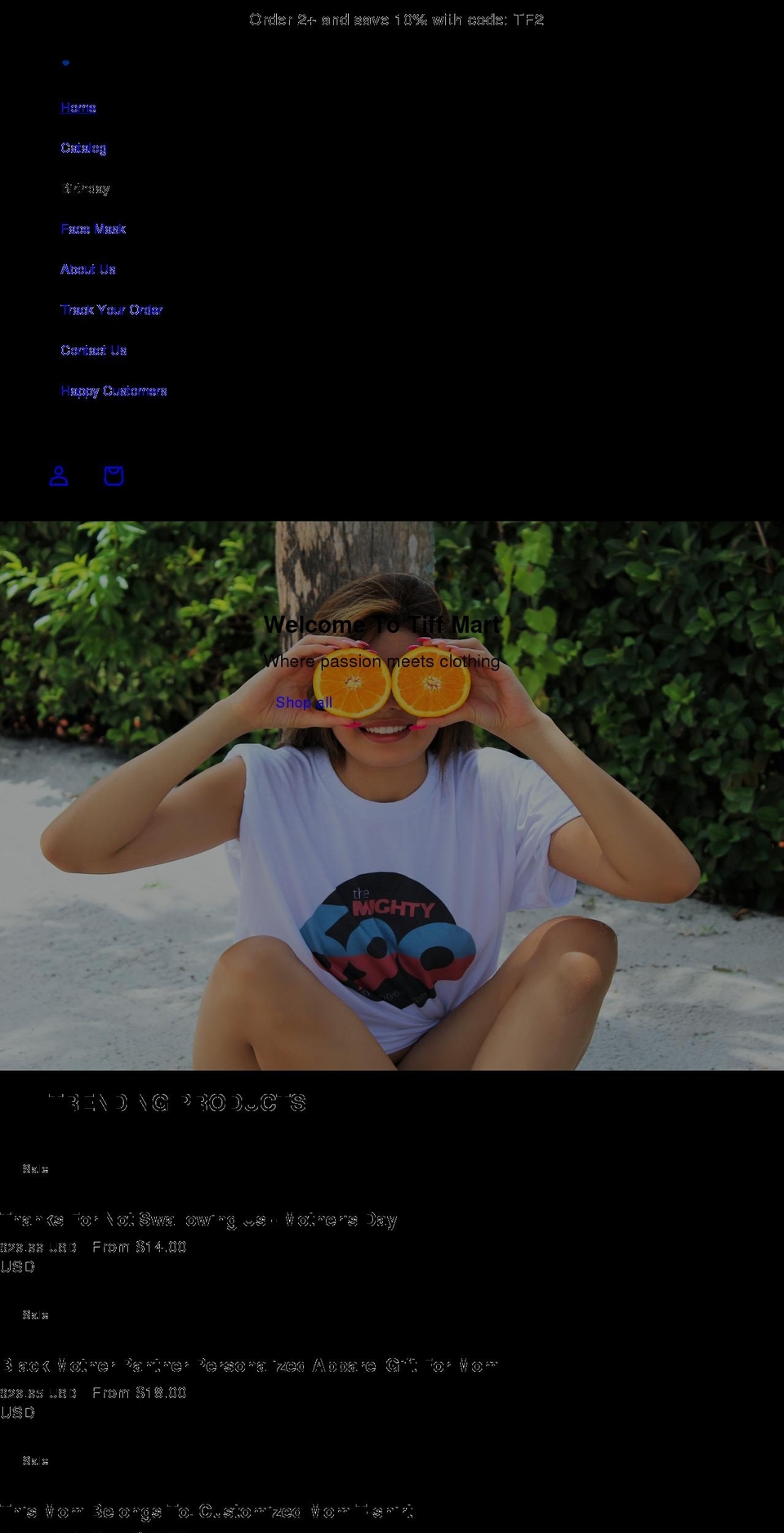 tiffmart.com shopify website screenshot