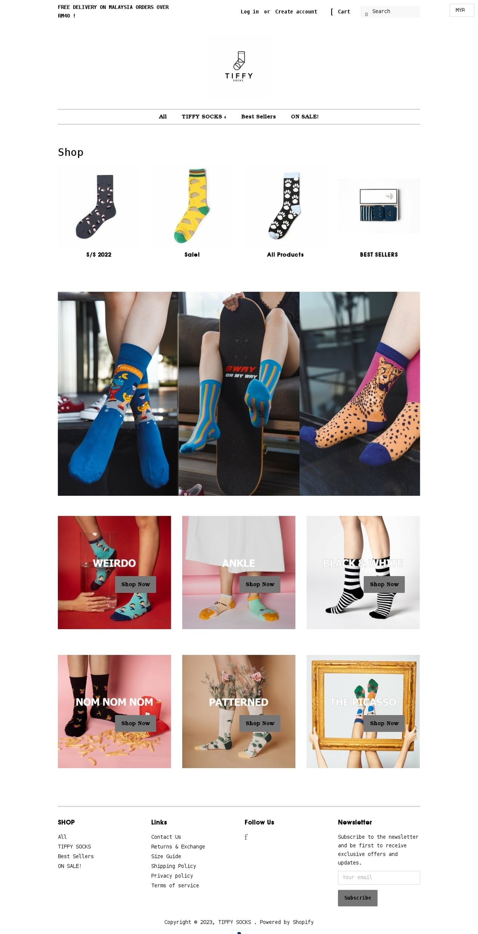 tiffysocks.myshopify.com shopify website screenshot