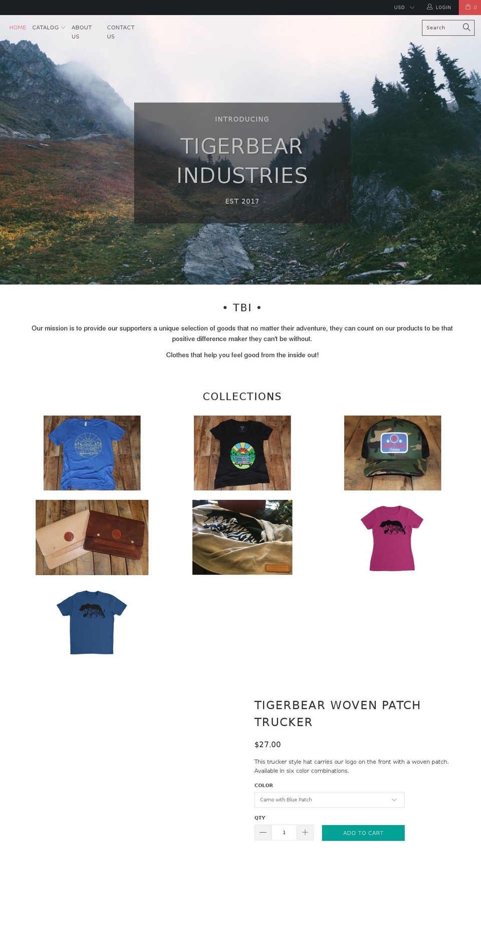 tigerbearindustries.com — Shopify storefront screenshot