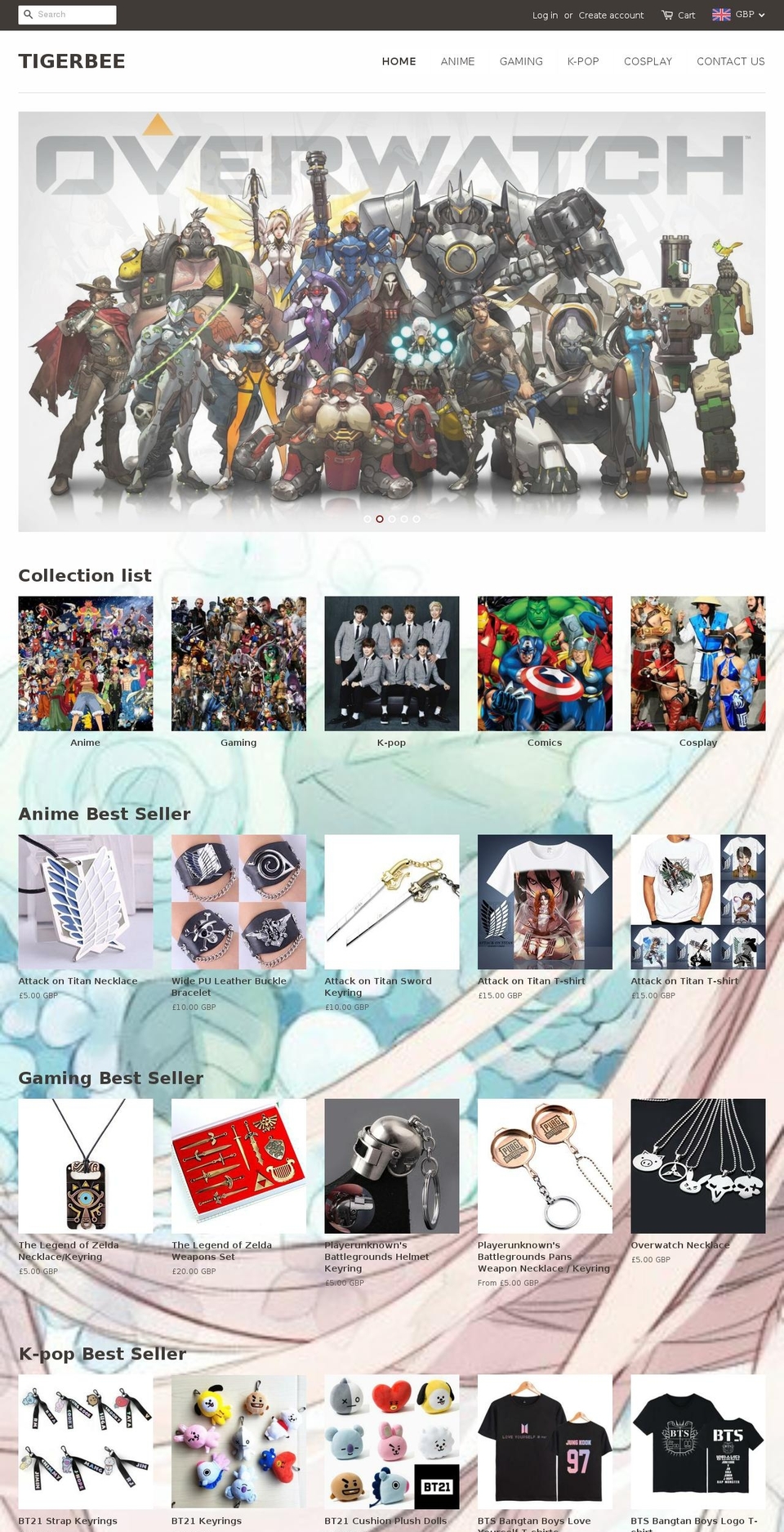 tigerbeeuk.com — Shopify storefront screenshot