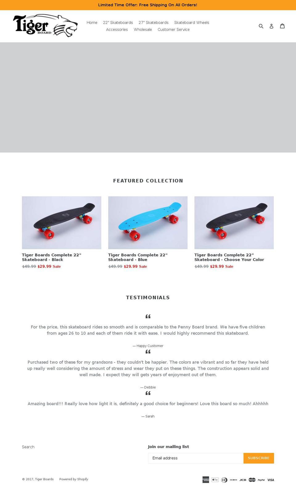 tigerboards.com shopify website screenshot