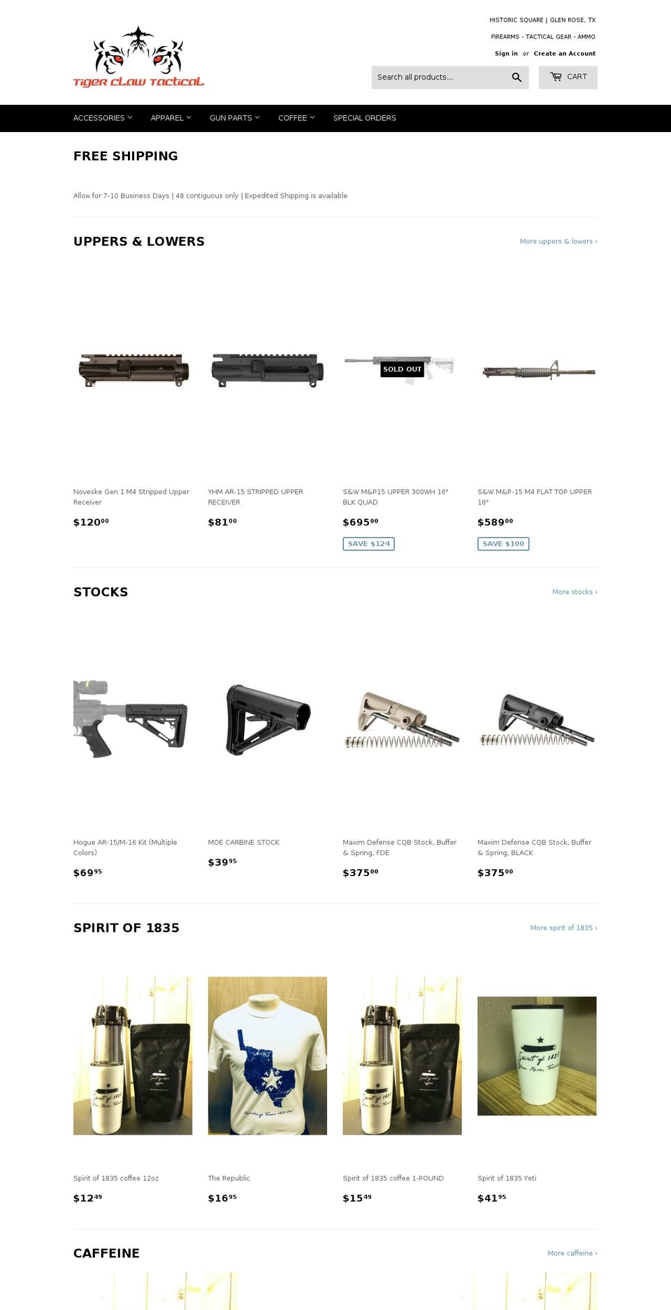 tigerclawtacticaltx.com — Shopify storefront screenshot
