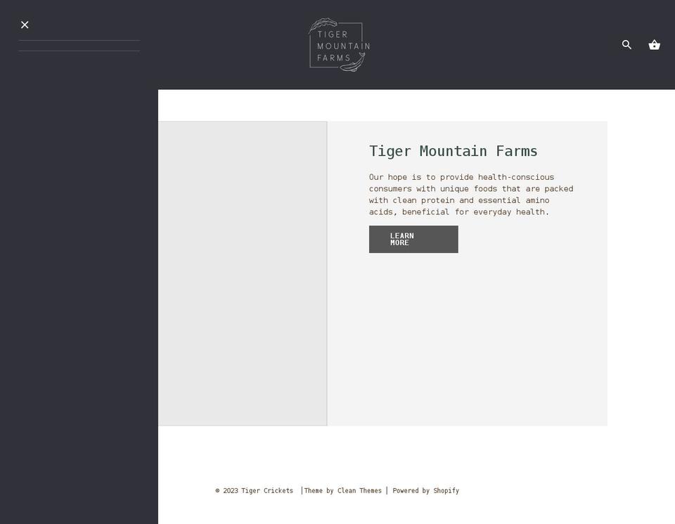 tigercrickets.com shopify website screenshot
