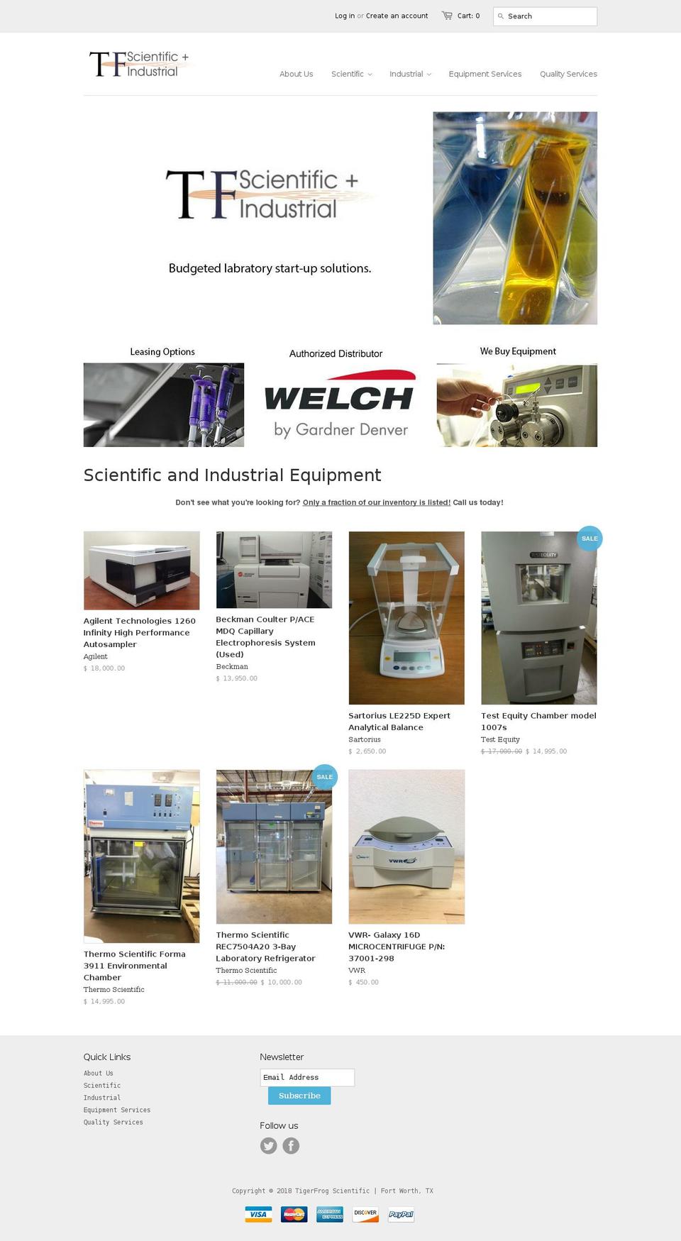 tigerfrogindustrial.com — Shopify storefront screenshot
