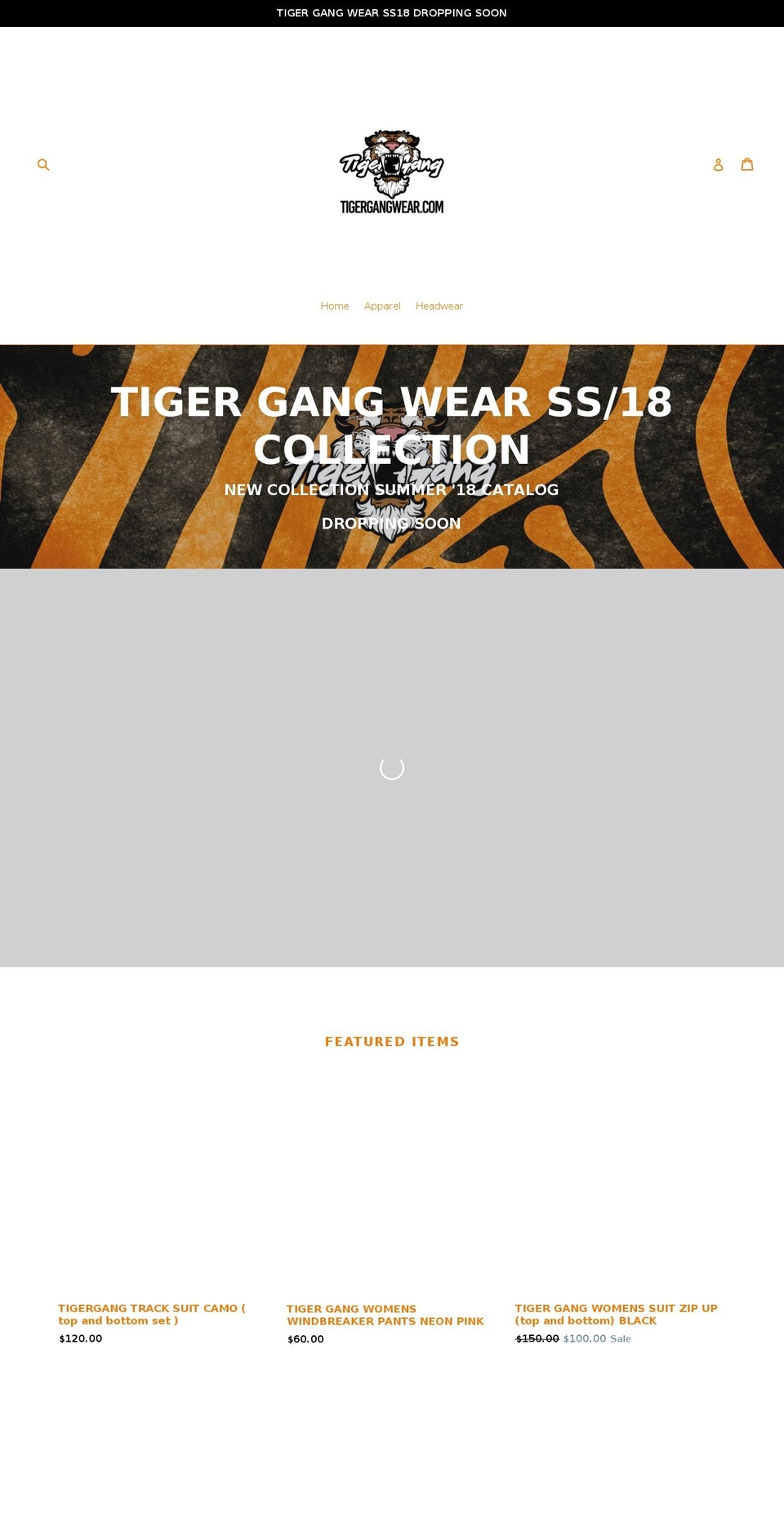 tigergangwear.com shopify website screenshot