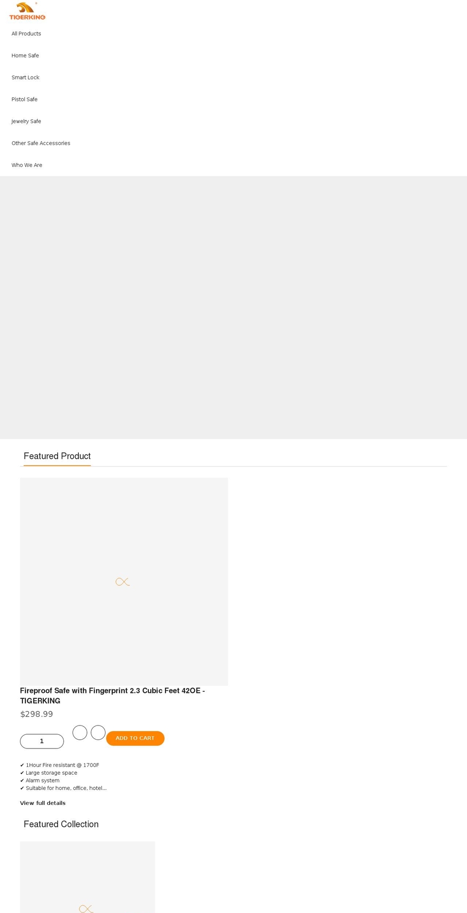 tigerkingsafe-us.com shopify website screenshot