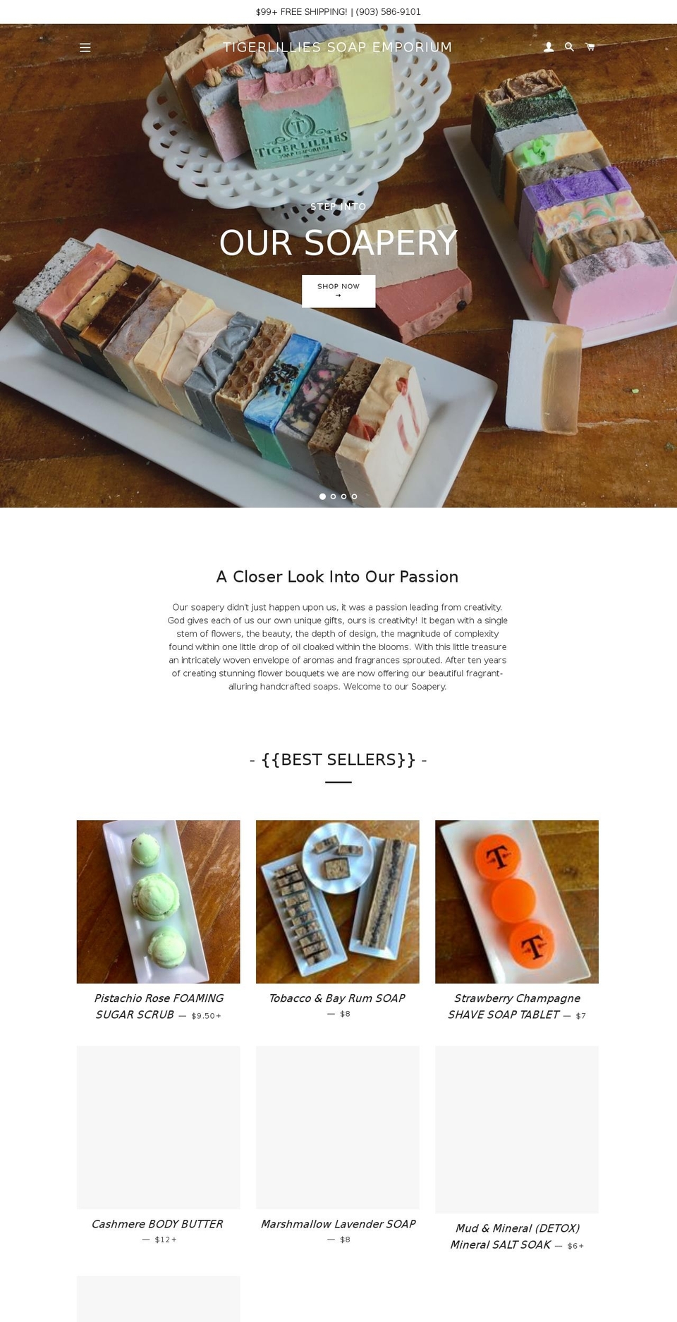 tigerlilliessoap.com shopify website screenshot