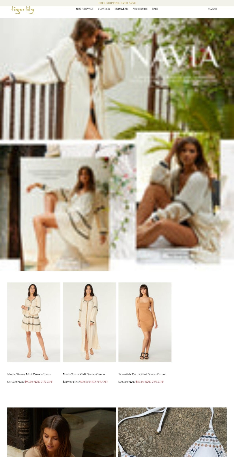 tigerlily.co.nz shopify website screenshot