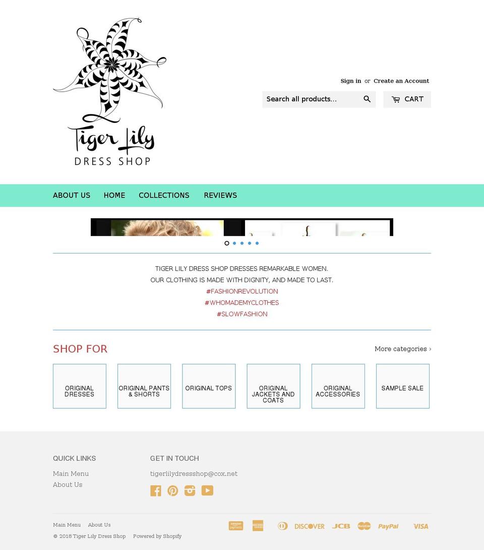tigerlilydressshop.com shopify website screenshot