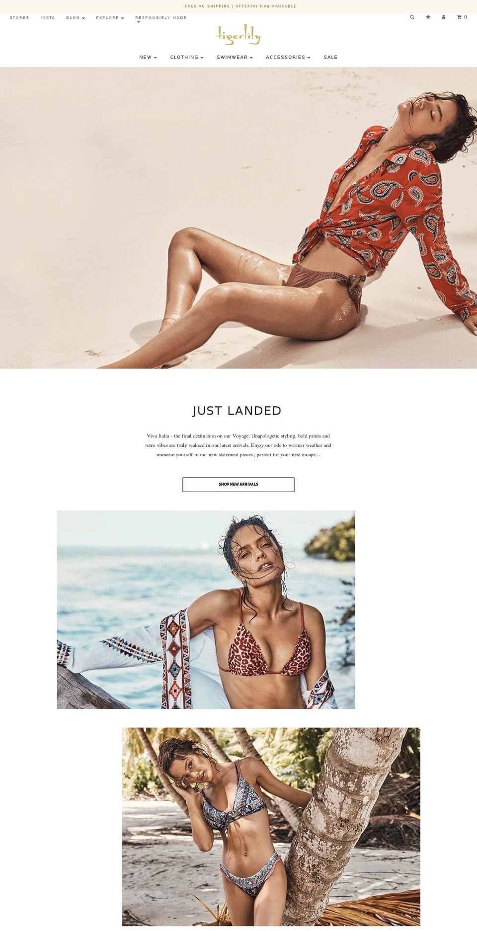 tigerlilyswimwear.com shopify website screenshot