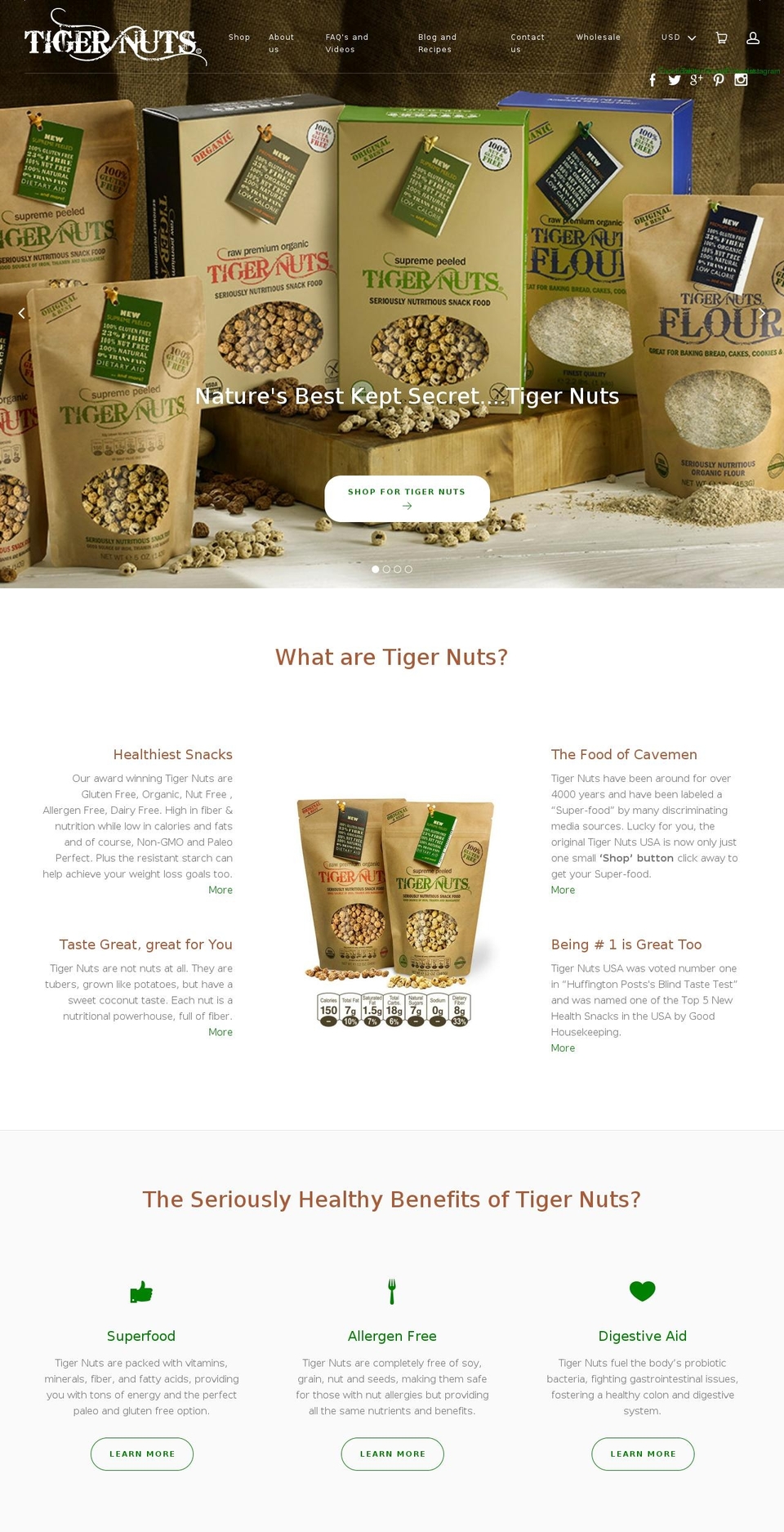tigernutsusa.com shopify website screenshot