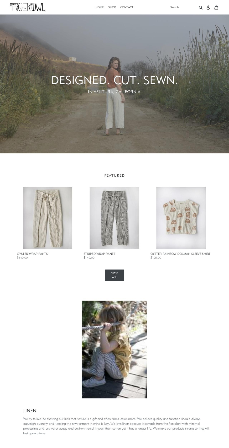 tigerowldesigns.com — Shopify storefront screenshot