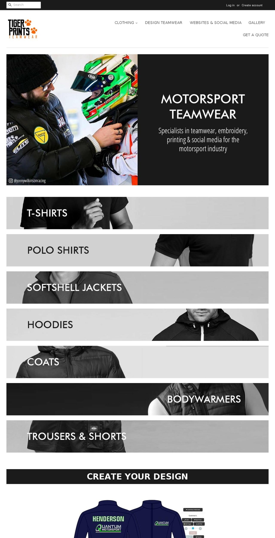 tigerprintsteamwear.co.uk shopify website screenshot