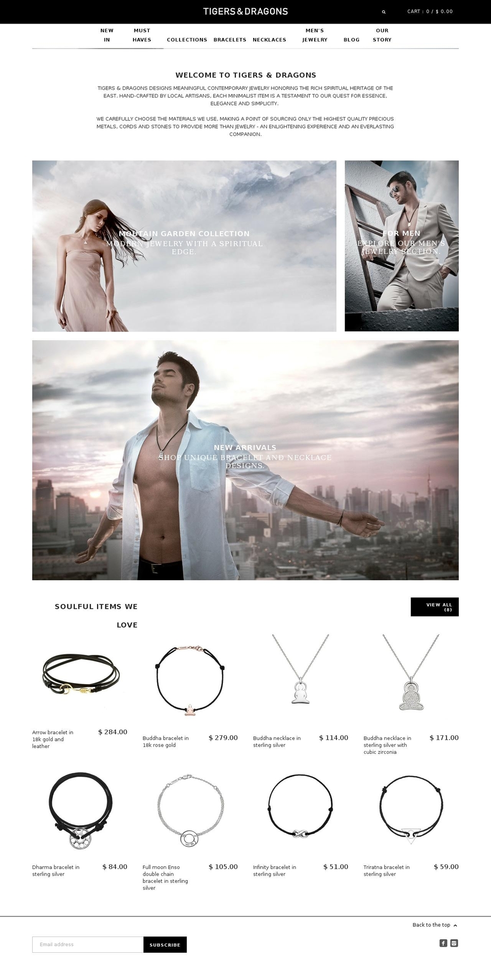 tigersanddragons.com shopify website screenshot