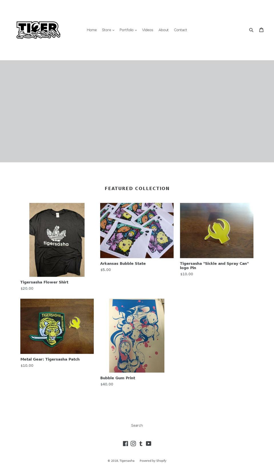 tigersasha.com — Shopify storefront screenshot