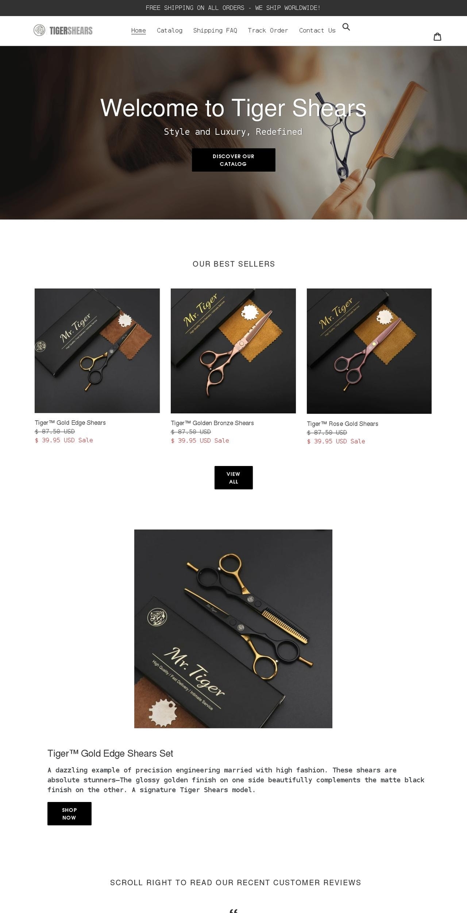 tigershears.com shopify website screenshot
