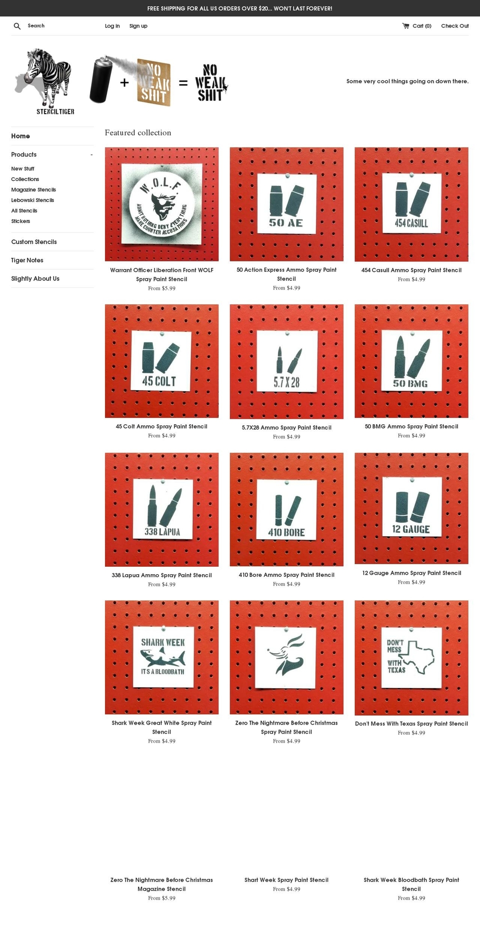 tigerstencils.com — Shopify storefront screenshot