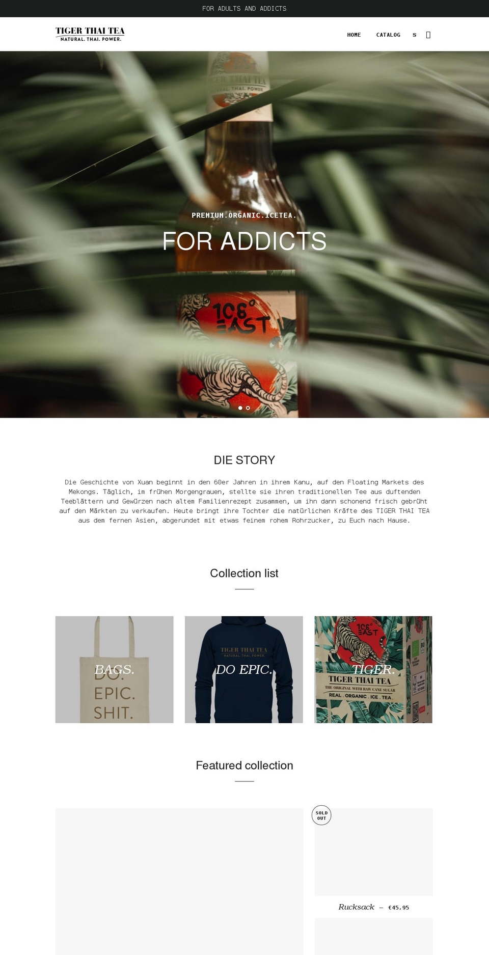 tigerthaitea.com shopify website screenshot