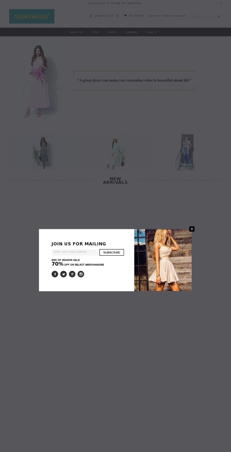 tighthugs.com shopify website screenshot