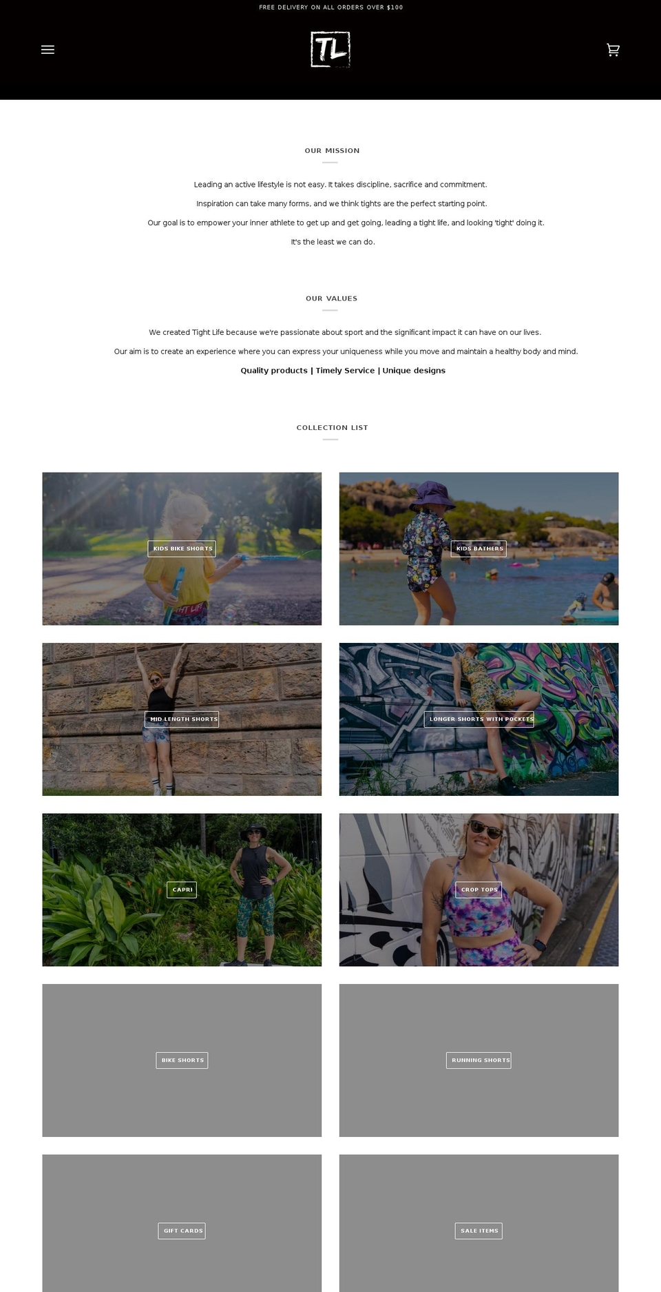 tightlife.com.au shopify website screenshot