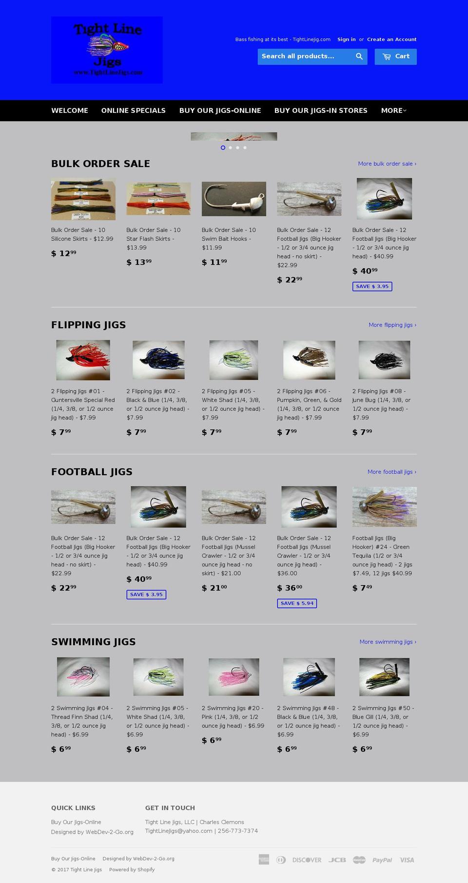 tightlinejigs.com shopify website screenshot