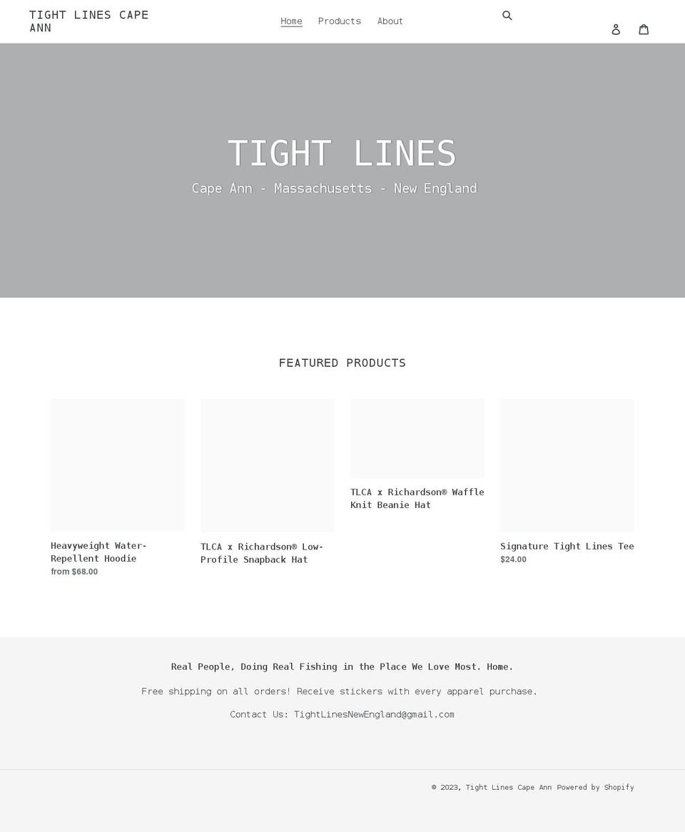 tightlinescapeann.com shopify website screenshot