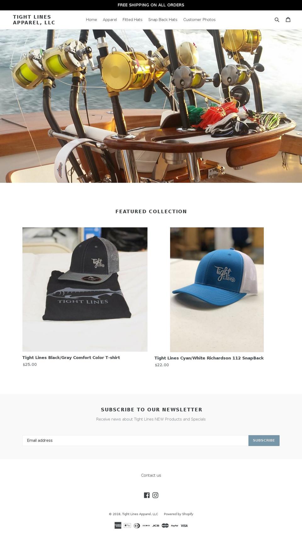 tightlinesclothing.com — Shopify storefront screenshot