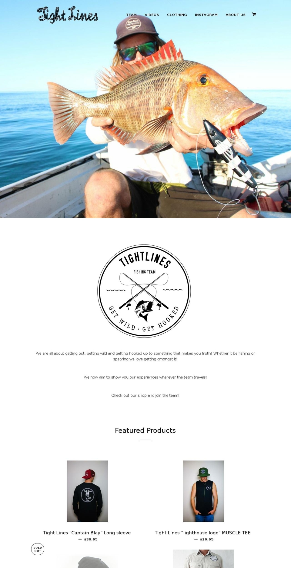 tightlinesfishingteam.com — Shopify storefront screenshot