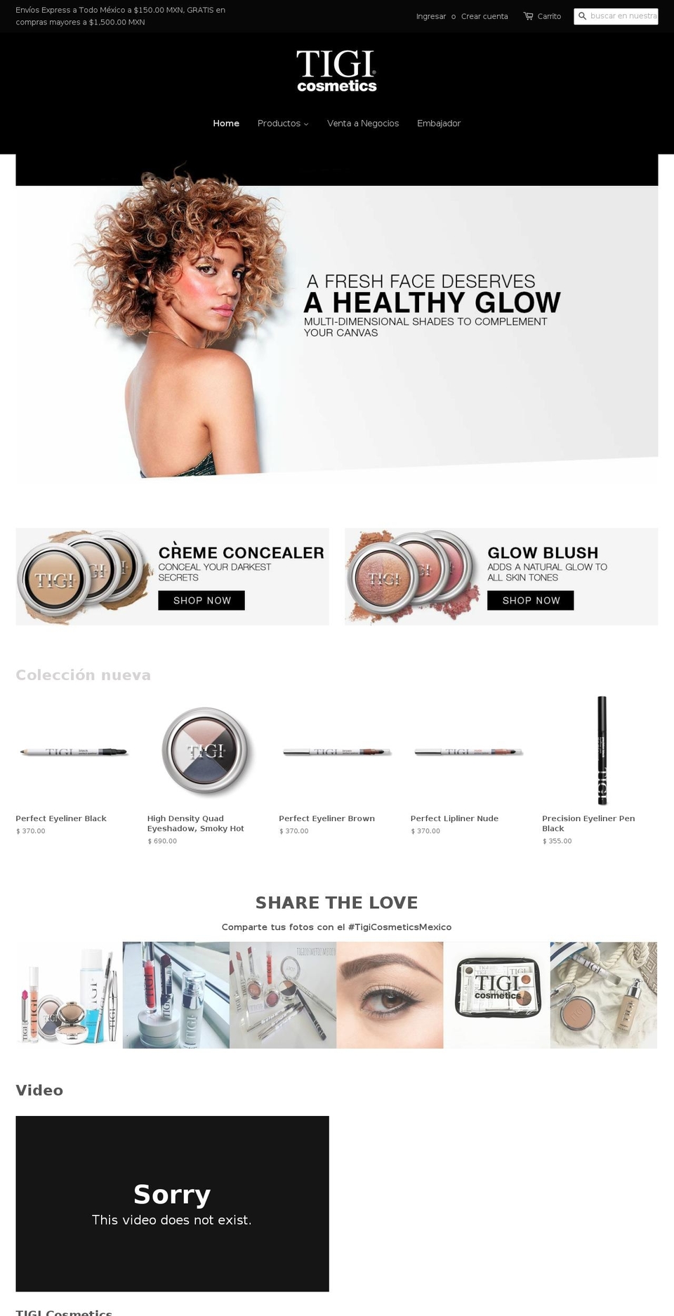 tigi-cosmetics-mexico.com — Shopify storefront screenshot