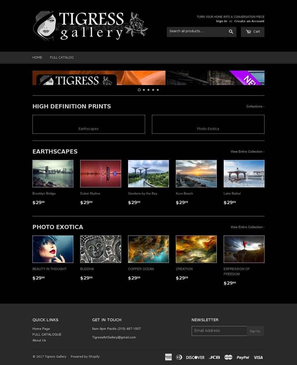 tigressgallery.com shopify website screenshot