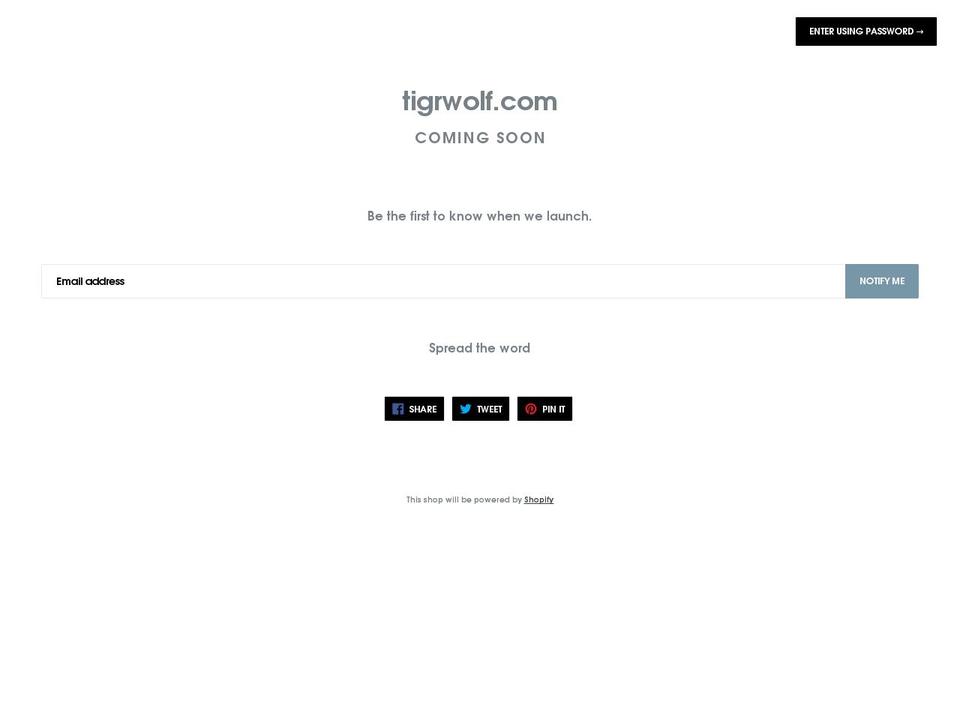 tigrwolf.com — Shopify storefront screenshot