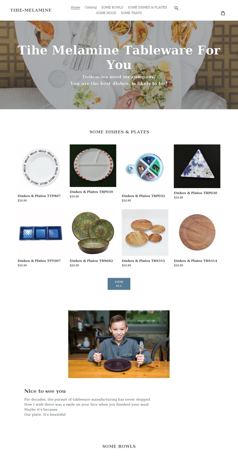 tihe-melamine.com shopify website screenshot