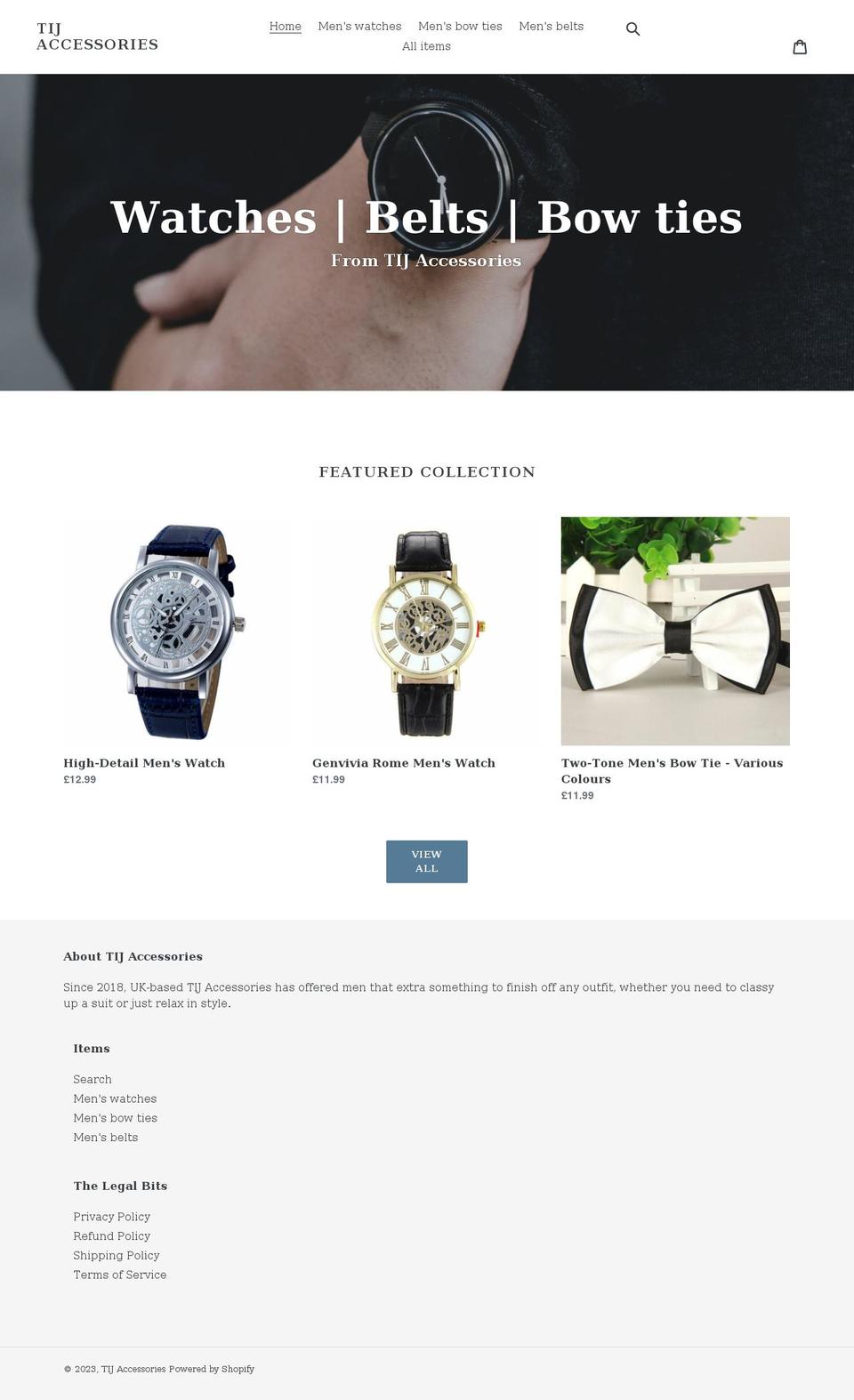 tijaccessories.com shopify website screenshot