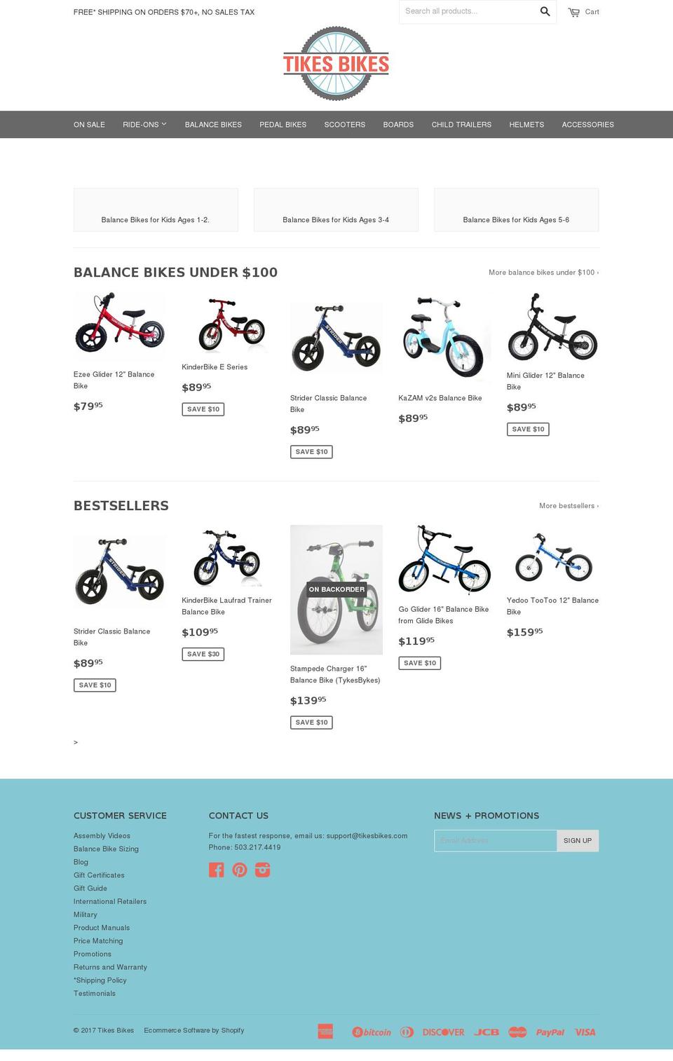 tikesbikes.myshopify.com shopify website screenshot