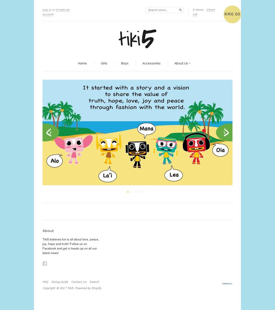 tiki5.com shopify website screenshot