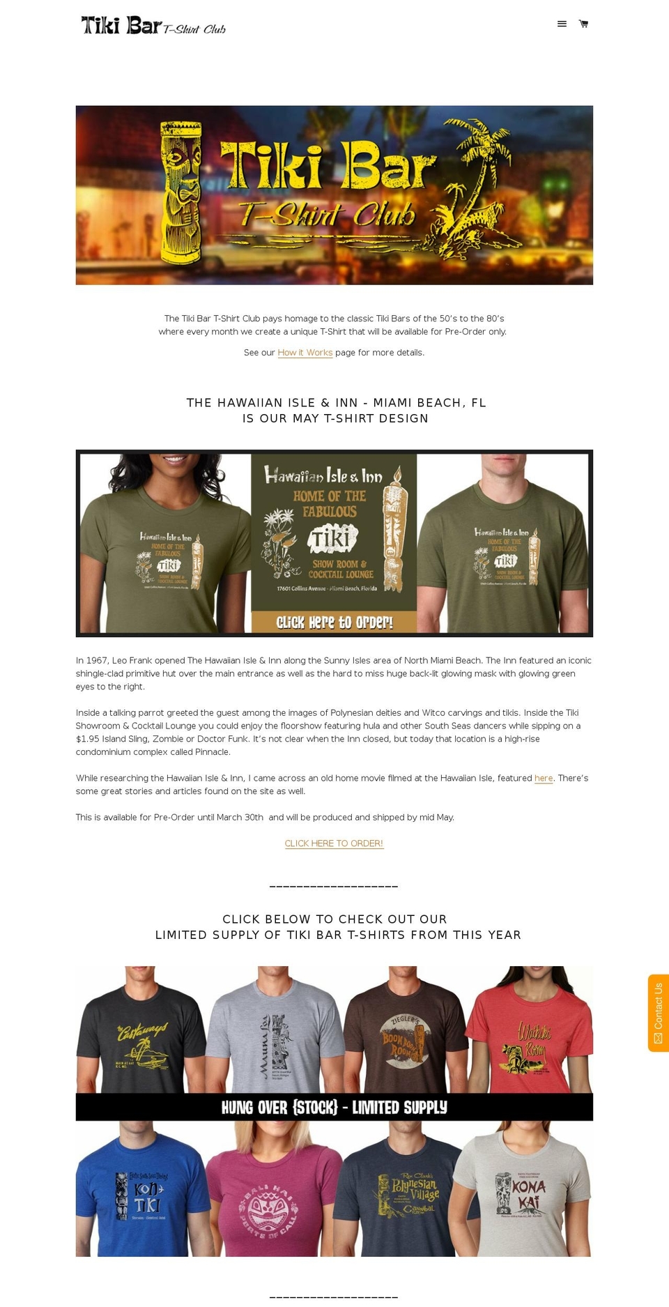 tikibartshirtclub.com shopify website screenshot