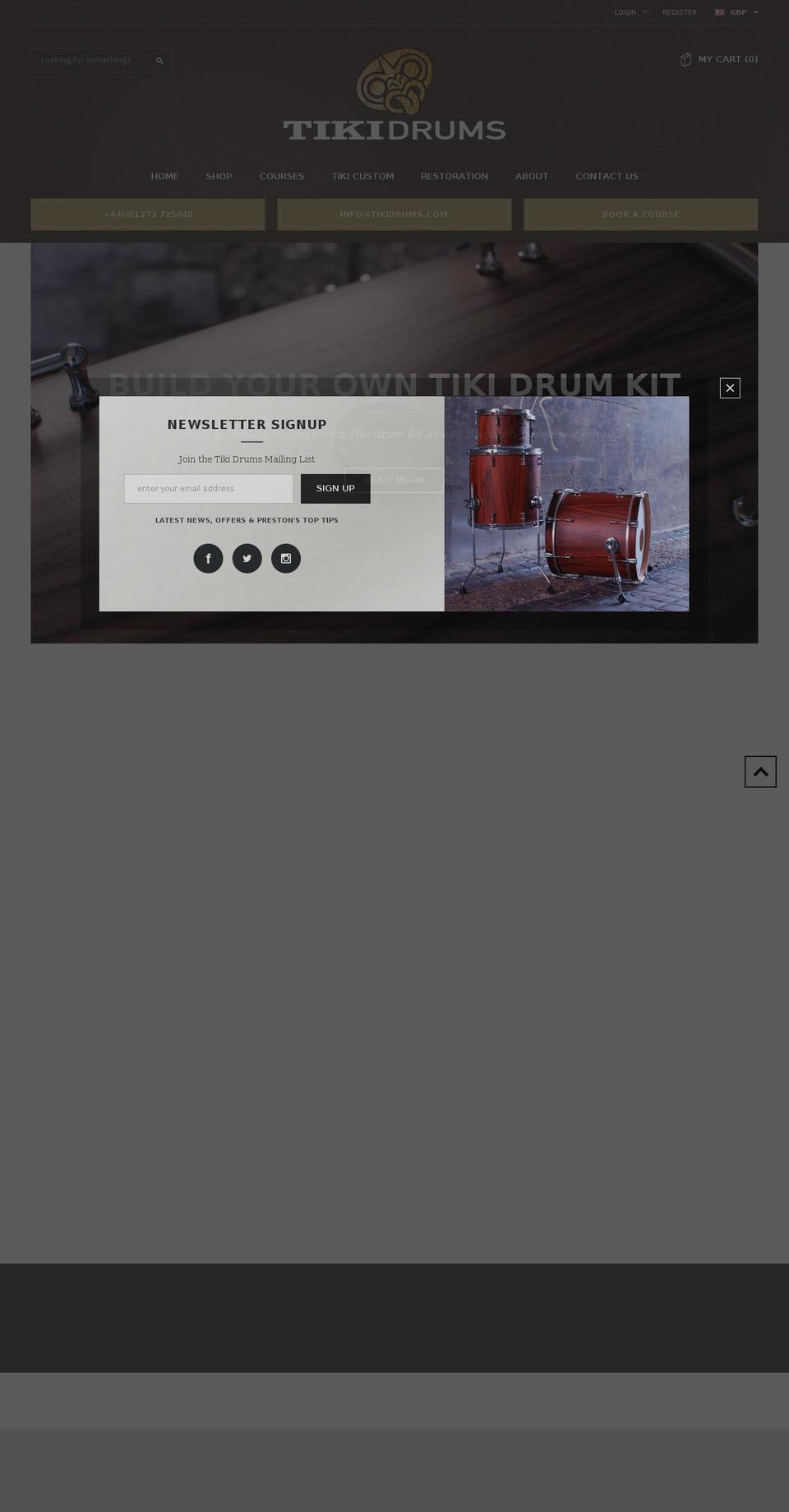 tikidrums.com shopify website screenshot