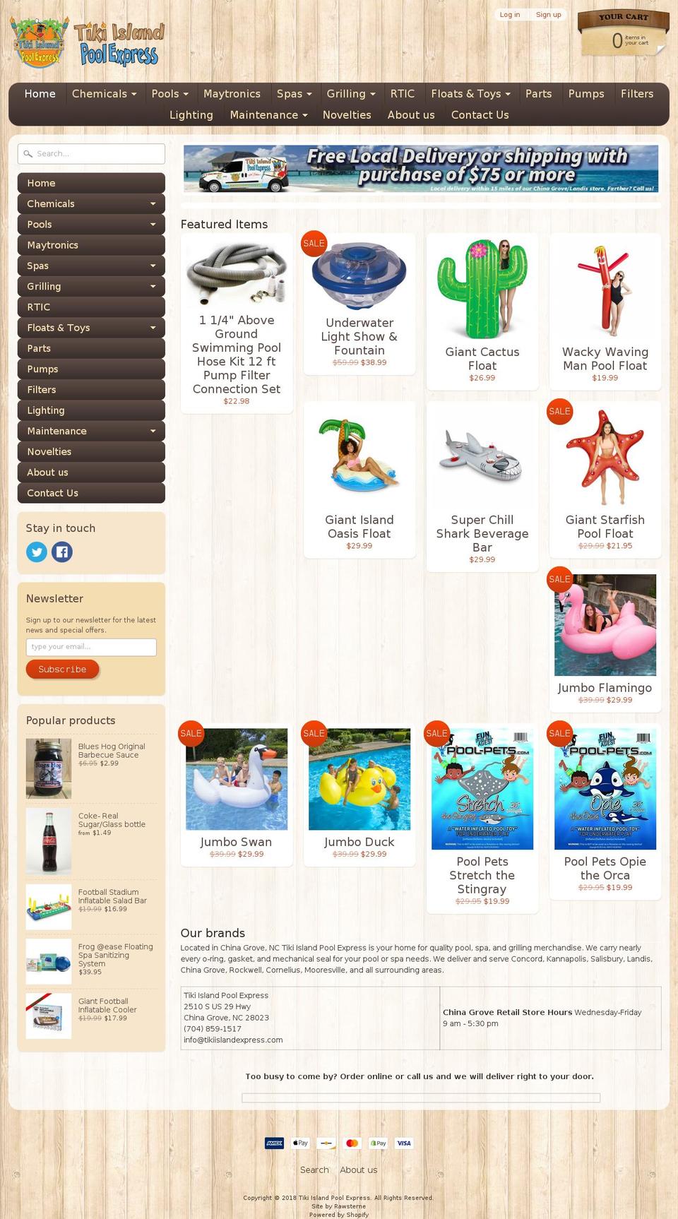tikiislandexpress.com shopify website screenshot