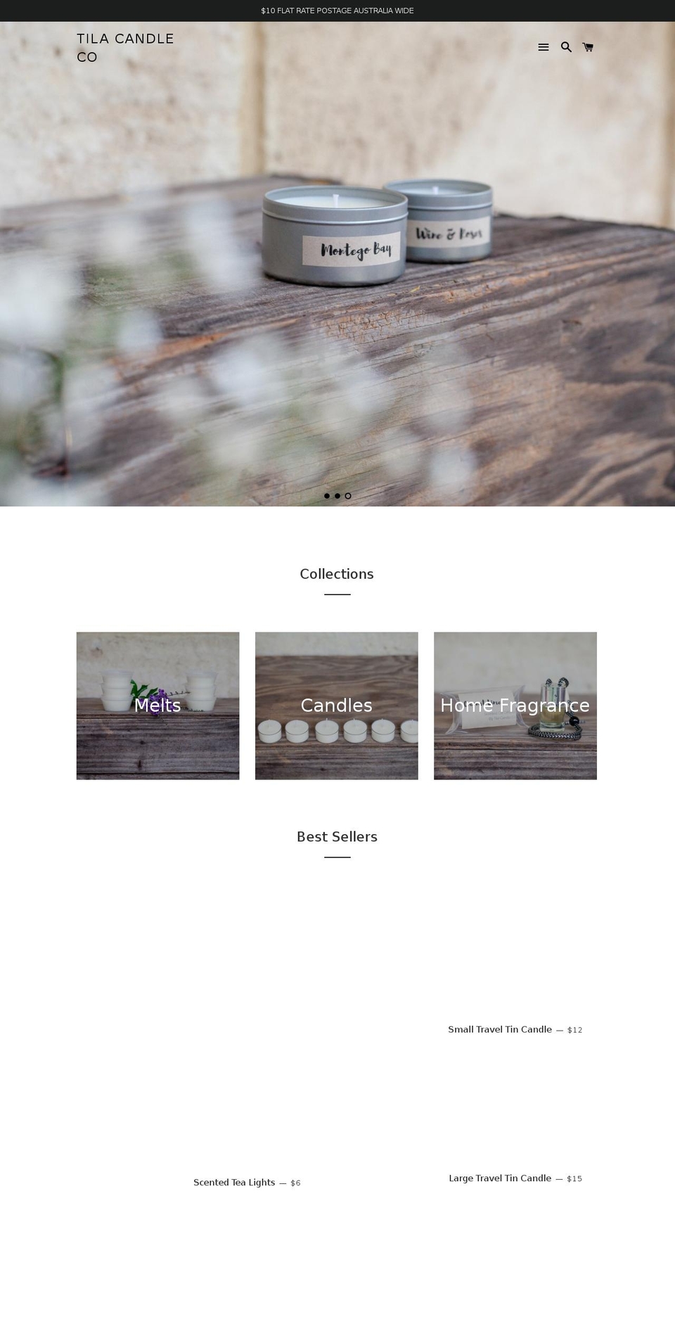 tilacandleco.com shopify website screenshot