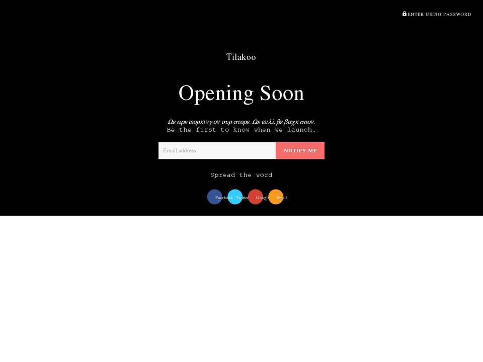 tilakoo.com shopify website screenshot