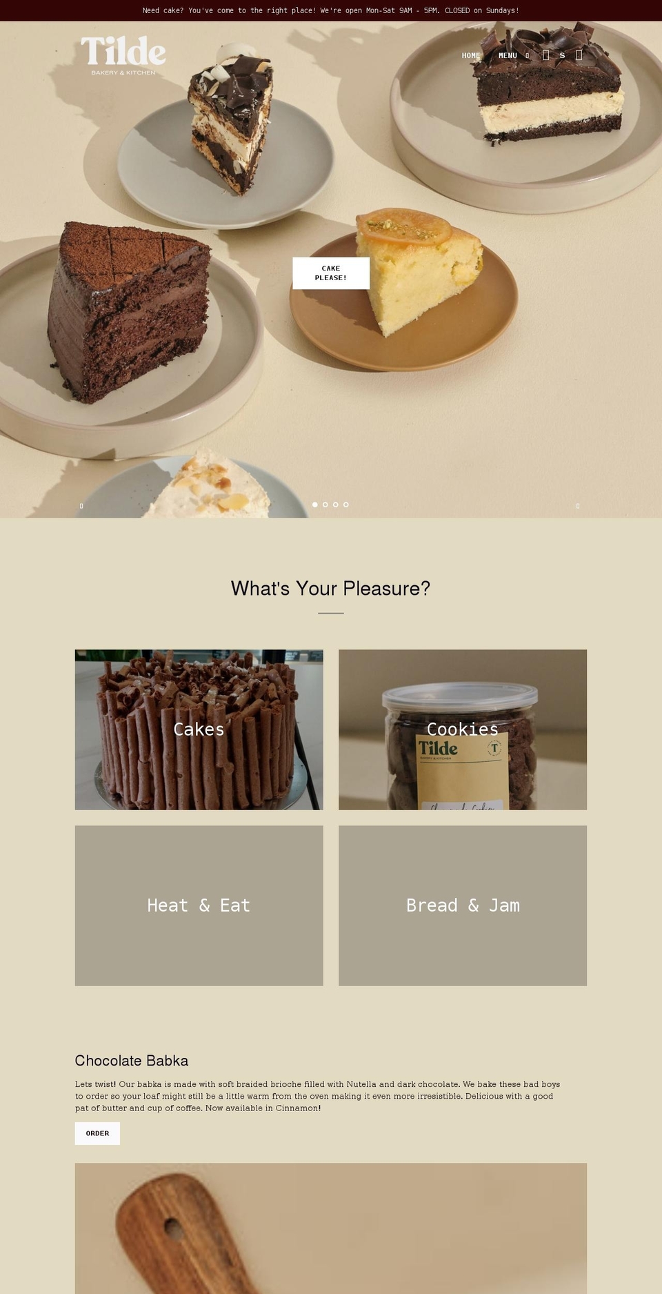 tildebakery.com shopify website screenshot