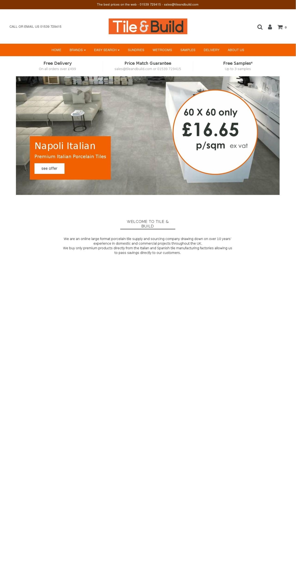 tileandbuild.com — Shopify storefront screenshot